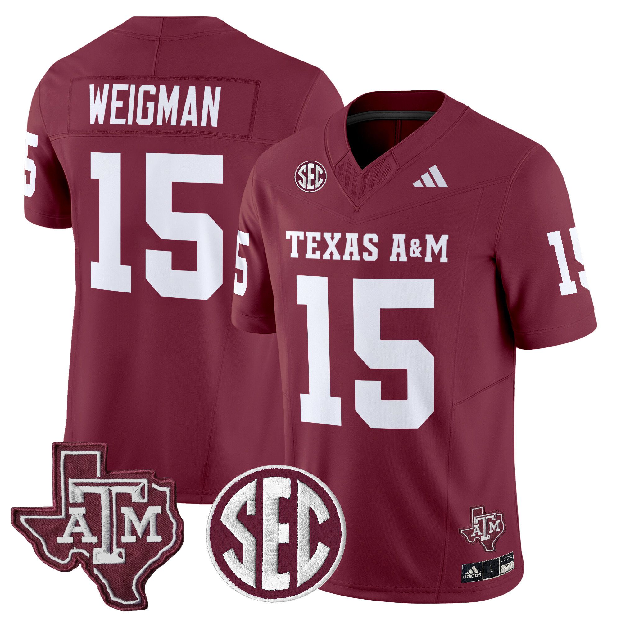 Men Texas A&M Aggies #15 Weigman Red 2024 Vapor Limited NCAA Jersey style 1->customized ncaa jersey->Custom Jersey